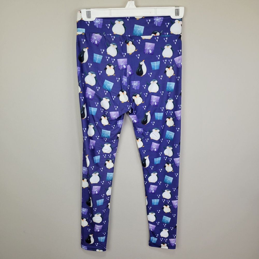 Purple Penguin Jam Polyester Spandex Ankle Leggings One Size Fits All - Picture 5 of 8